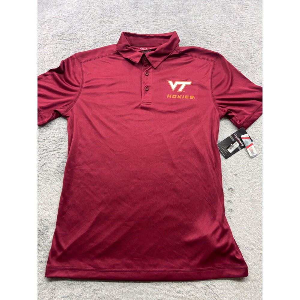 Captivating Virginia Tech Hokies Mens Maroon Performance Polo‎ Shirt Size Medium